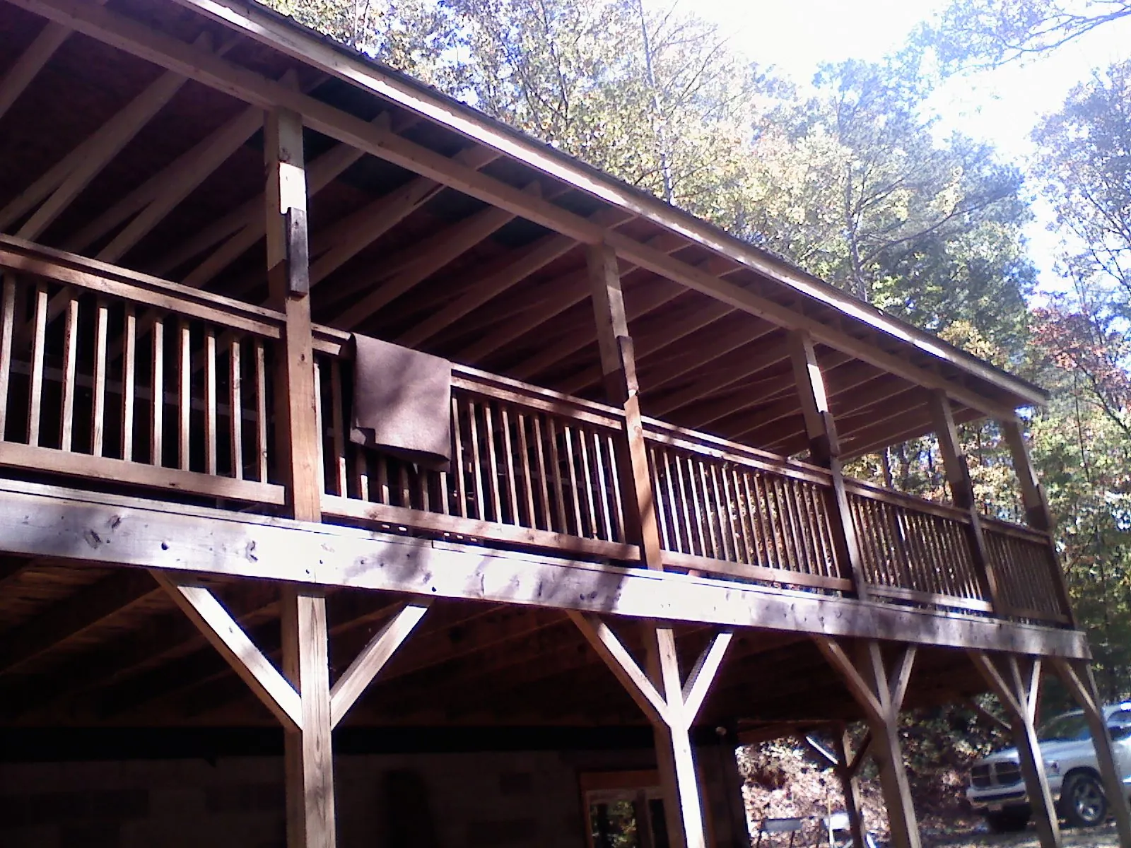 Timber framing under a new elevated porch and deck — Roof Leak Repair in Swarthmore by Roofing Brothers